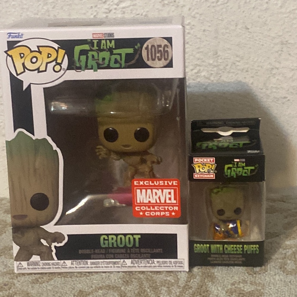6Pieces=🌎Groot purse/tape zip wallet+Tee L+2 Funko/Groot🔑⛓+1056 pop🚀🦝 - Picture 7 of 17